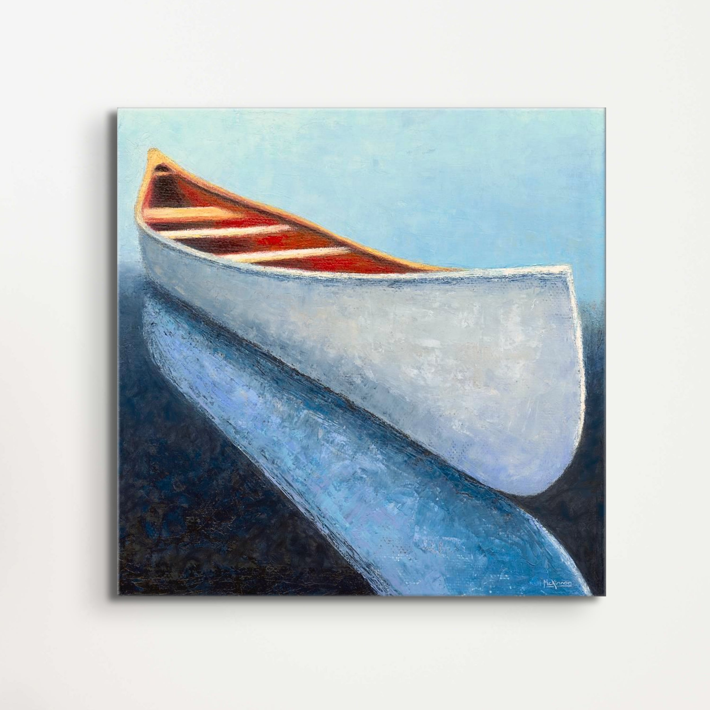 Modern Coastal Art Minimalist Canoe Painting