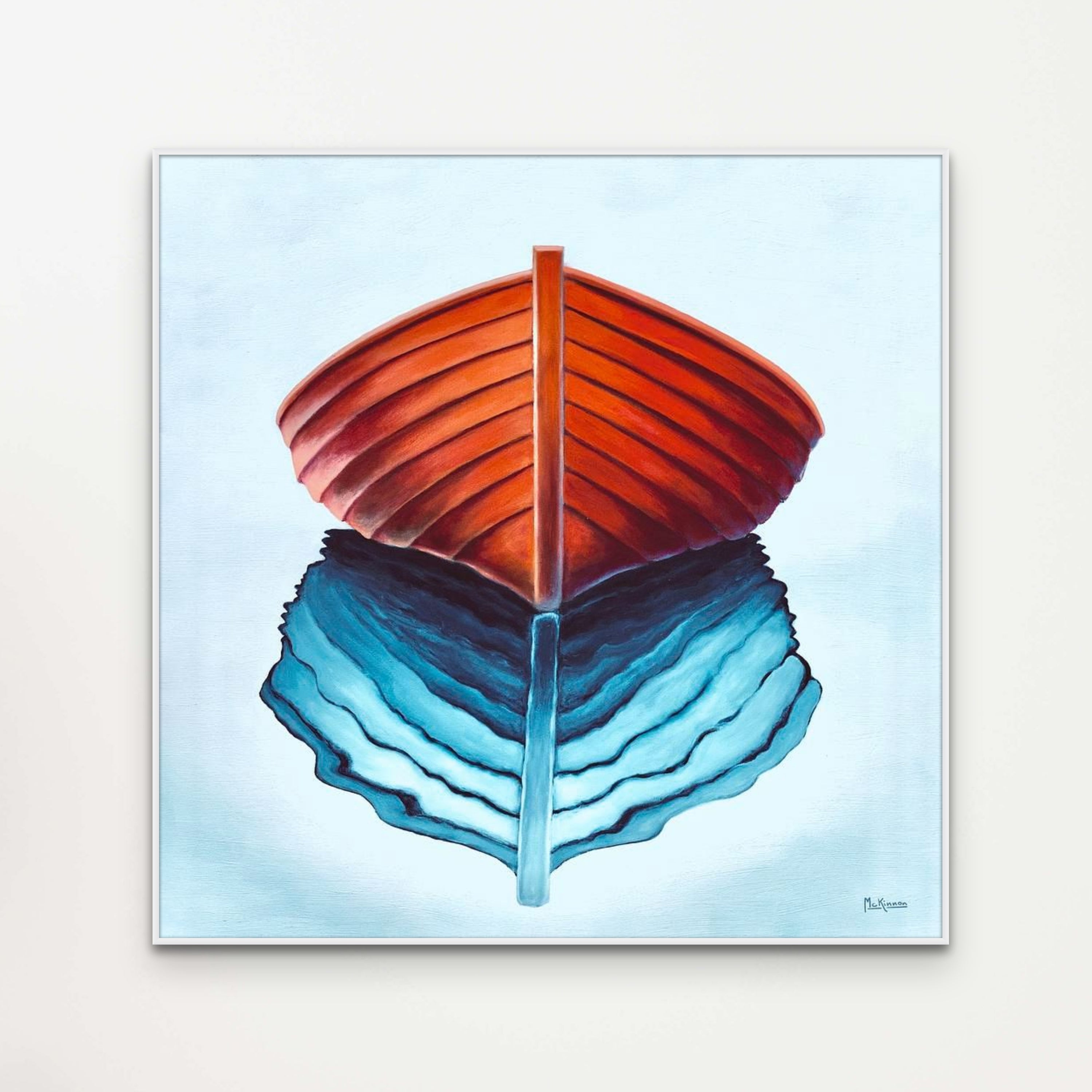 Orange Abstract Art Modern Minimalist Boat Painting