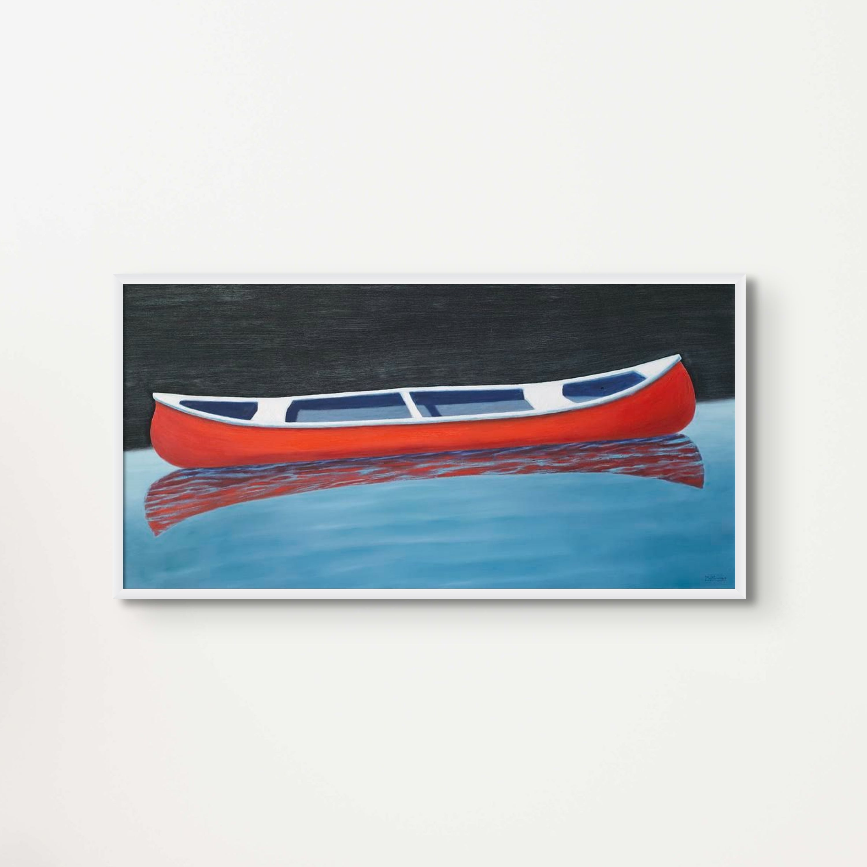 Canoe Paintings Red Boat Wall Art Lake House Giclee Print