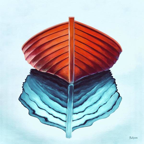 Orange Abstract Art Modern Minimalist Boat Painting